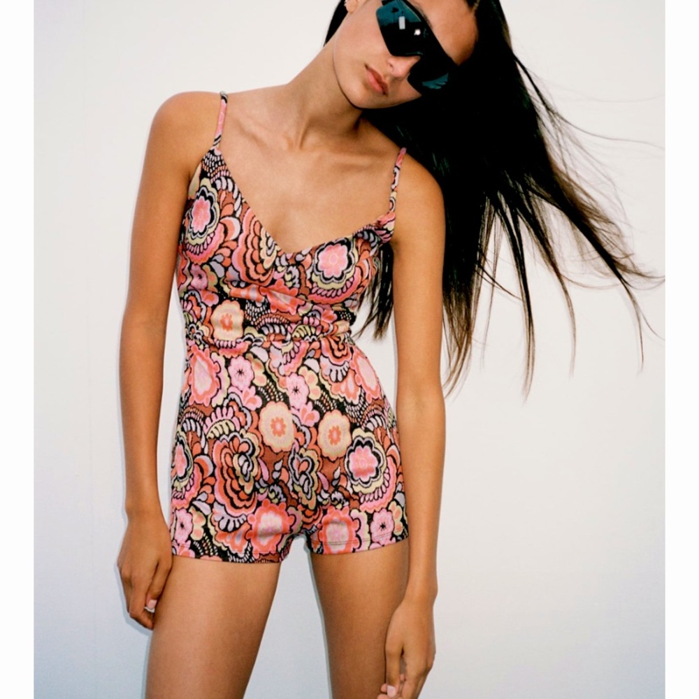 Zara Short Floral Jumpsuit
